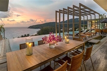 Outdoor dining by the pool